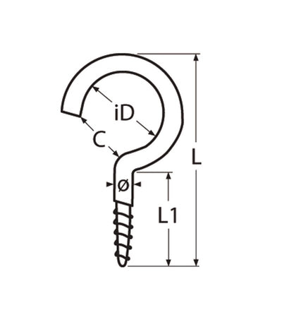 Marinetech Schroefhaak 3,3x50 mm