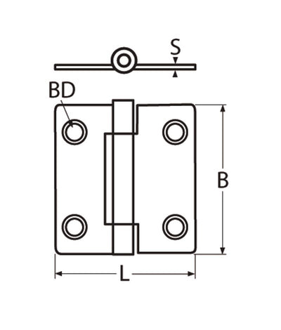 Marinetech Scharnier 75x70 mm
