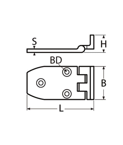Marinetech Verzetscharnier 70x38 mm