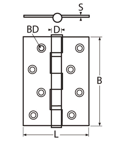Marinetech Scharnier 100x75x2.5mm