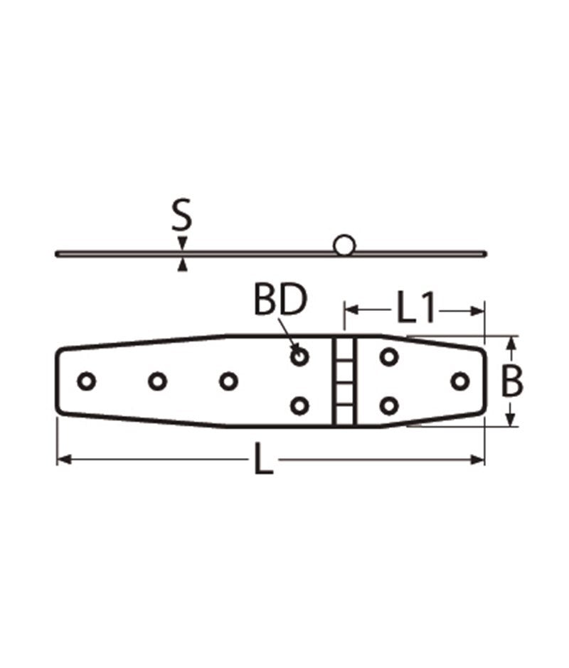 Marinetech Scharnier 180x38 mm
