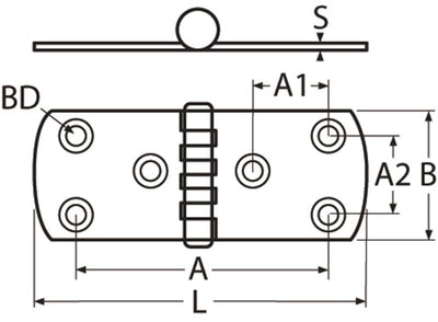 Marinetech Scharnier 100 x 40 mm