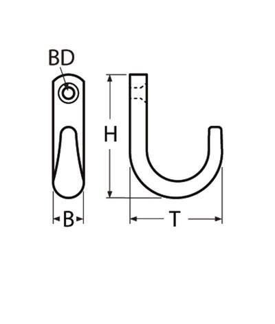 Marinetech Kledinghaak 30x25 mm