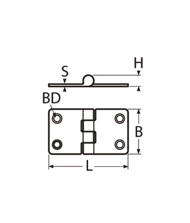 Marinetech Scharnier 38x38 mm