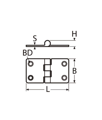 Marinetech Scharnier 38x38 mm