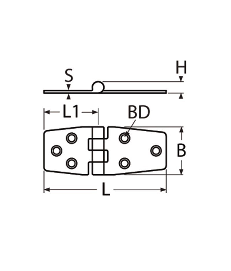 Marinetech Scharnier 87x38 mm