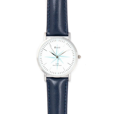 Bron Kompas horloge zilver/navy dames