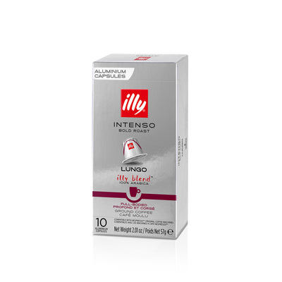 Illy Capsules Intenso Lungo 10 cups, intens gebrande koffie heeft een volle smaak