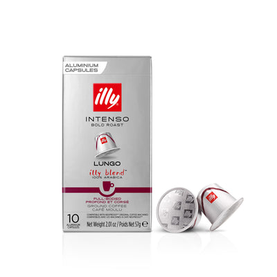 Illy Capsules Intenso Lungo 10 cups, intens gebrande koffie heeft een volle smaak