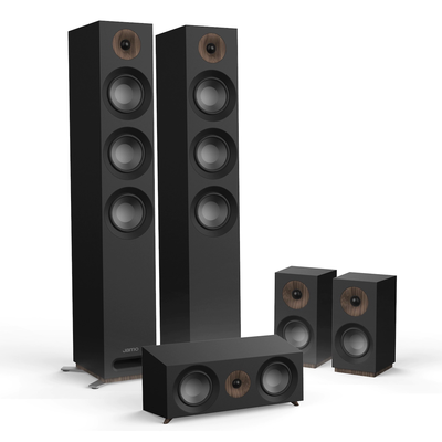 Jamo S809HCS ZWART front zuilen en rear boekenplank speakers set met center