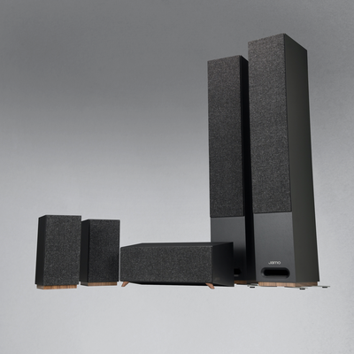 Jamo S809HCS ZWART front zuilen en rear boekenplank speakers set met center