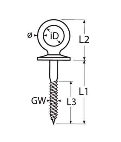 Marinetech Oogbout 6x60 mm met kraag en houtdraad