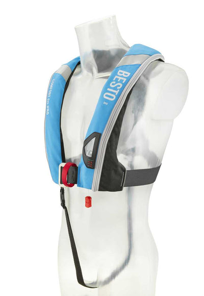 Besto Comfort fit Pro 300N MH automatisch reddingsvest met harnas blauw/zwart