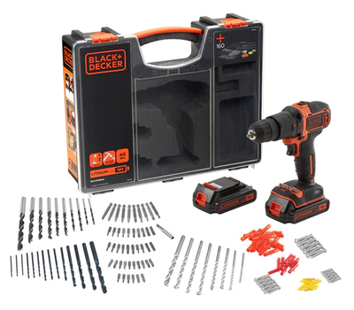 Black&Decker BDCHD18BOA-QW 18 volt schroef-/klopboormachine, 160 accessoires in organiser