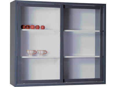 CSW GLOW 42 opzet vitrine kast met 8 cm zijkant, 2 schuifdeuren en 4 planken