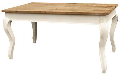 CSW QUEEN ANN Tafel bovenblad recycle teak met witte poten