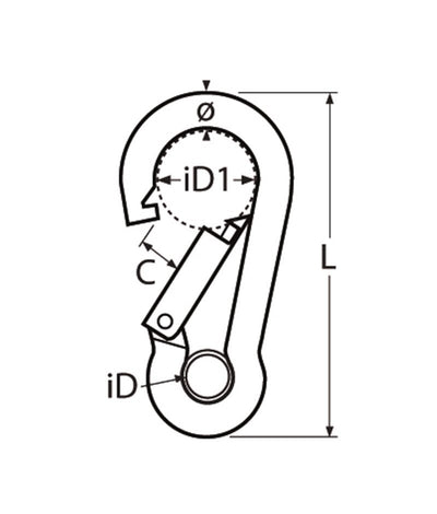 Marinetech 8250408 80 Karabijnhaak met Kous 8x80 mm BL: 1.150kg