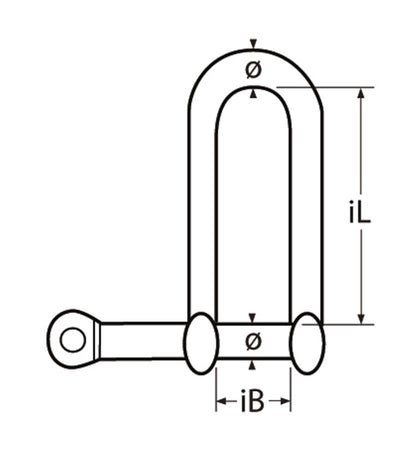 Marinetech 8331408 D-Sluiting Lang Borgbout 8mm BL:3.200kg