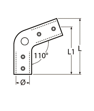 Marinetech 8565422 Railing Hoekconnector 110° 22mm